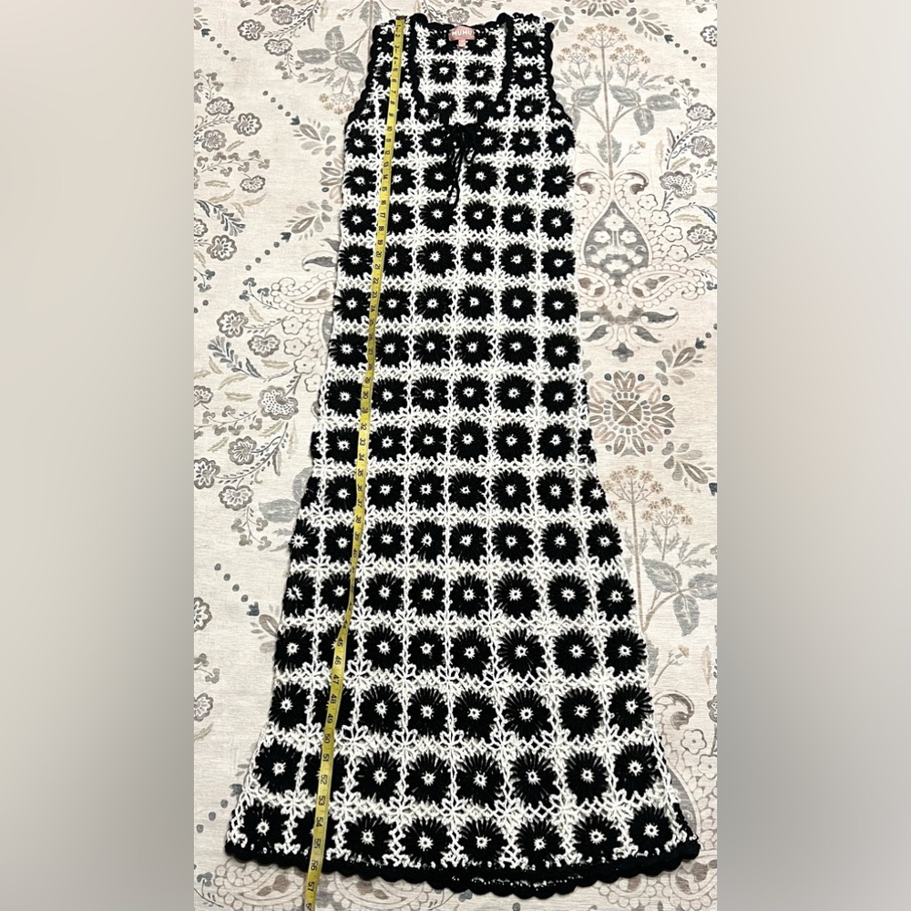 Show Me Your Mumu Vacay Tank Coverup White Black Checkers Floral Crochet Medium - Picture 7 of 12